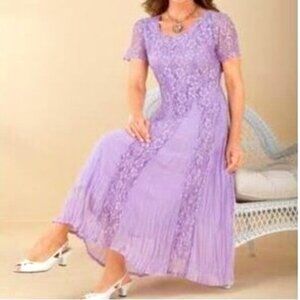 Signature Collection By Vicki Wayne Womens Midi Dress Lavender Lace M